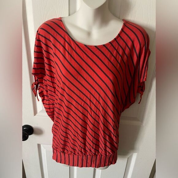 Women’s Fenn Wright Manson Striped Tie Sleeve Short Sleeve Shirt Size M - Picture 1 of 6